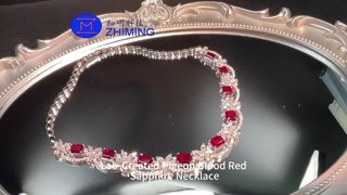 Custom Gemstone Jewelry Lab-Grown Pigeon Blood Red Sapphire Necklace