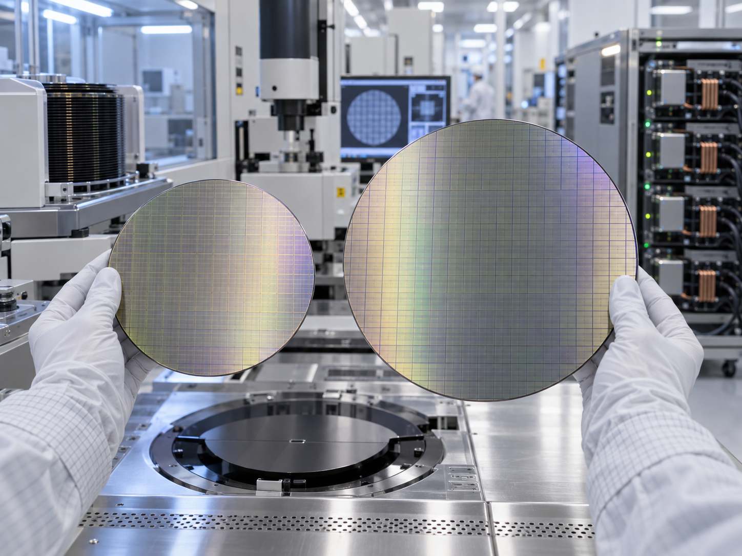 Latest company blogs about 200mm vs 300mm GaN-on-Silicon Wafers for AI Power Electronics: Wafer Bow, Buffer Layers, Epitaxy Uniformity, Cost and Fo