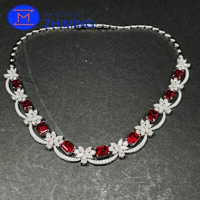 Buy Custom Gemstone Jewelry Lab-Grown Pigeon Blood Red Sapphire Necklace online manufacture