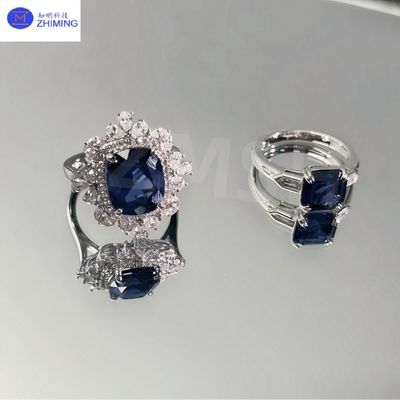 Custom Synthetic Colored Sapphire Gemstone Ring Royal Blue Handcrafted Jewelry